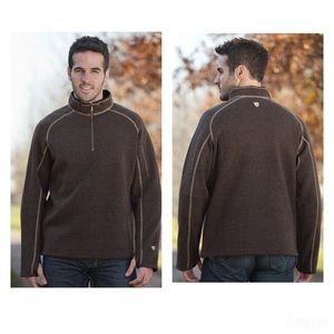 KUHL Men’s ThermoKore Thor 1/4 Zip Jacket Brown Wool Blend Sz M